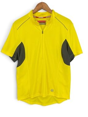 Novara Bright Yellow Short‑Sleeve Cycling Jersey with Reflective Piping Size Lg